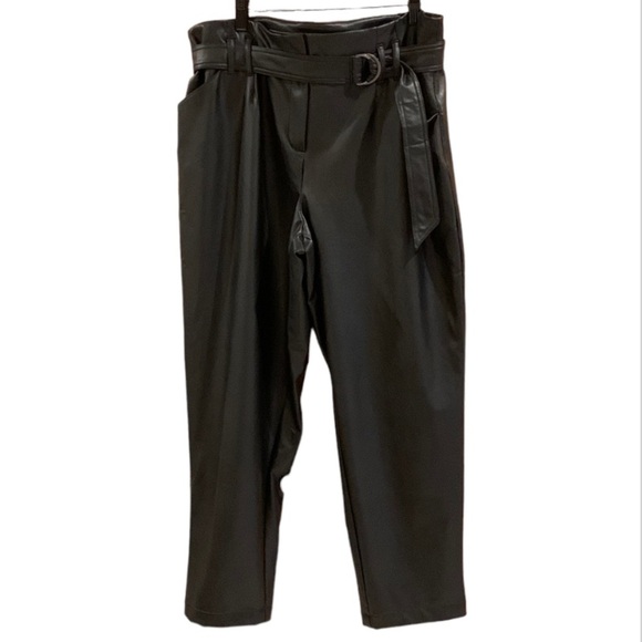 Cleo Petites Vegan Leather Paper Bag Pants, Black Size 12P. NWOT - Picture 16 of 16